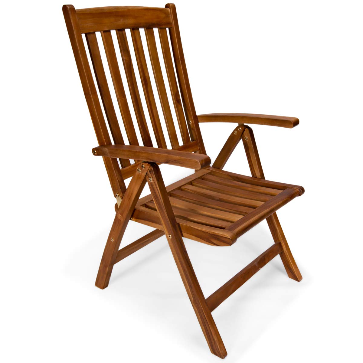 All Things Cedar TF44 Teak Folding Arm Chair | Foldable Outdoor Chair | Durable Patio Furniture | 5 Reclining Options | Easy Storage | No Cushions (24x26x42)