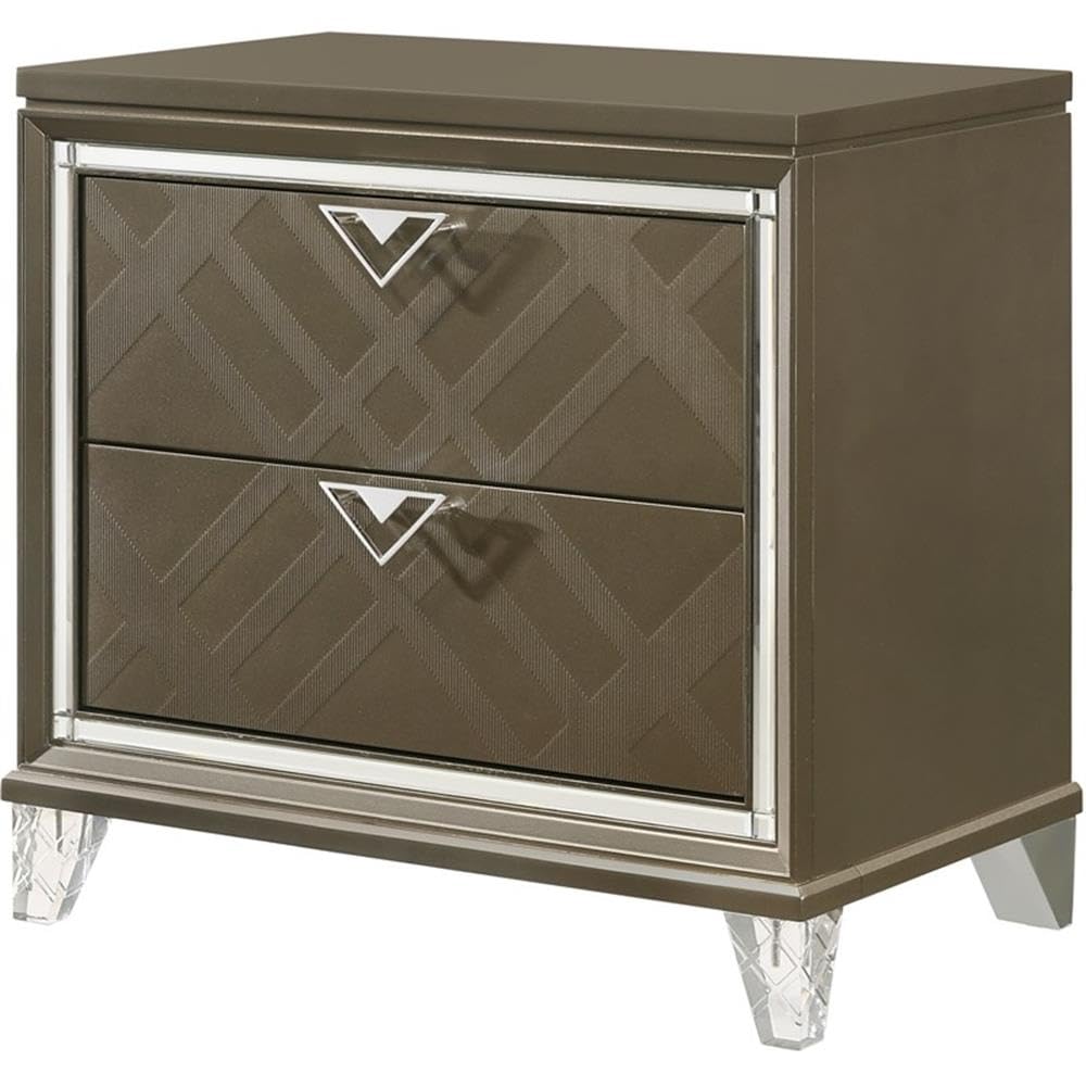 Acme Skylar Nightstand In Dark Champagne