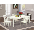 East West Furniture LGLG5-LWH-W 5 Piece Dining Set Includes a Rectangle Dining Table with Butterfly Leaf and 4 Kitchen Chairs, 42x84 Inch, Linen White