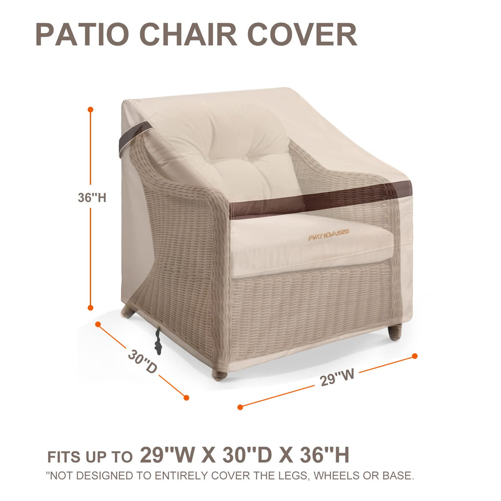 Patioasis Patio Chair Cover Set Of 2, Outdoor Small Chair Covers 29''L X 30''W X 36''H Waterproof Rip-Proof Uv-Proof