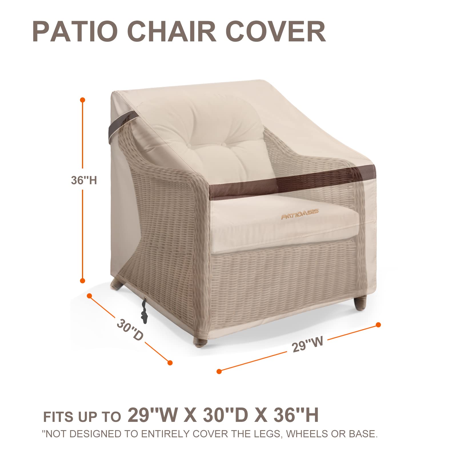 Patioasis Patio Chair Cover Set Of 2, Outdoor Small Chair Covers 29''L X 30''W X 36''H Waterproof Rip-Proof Uv-Proof
