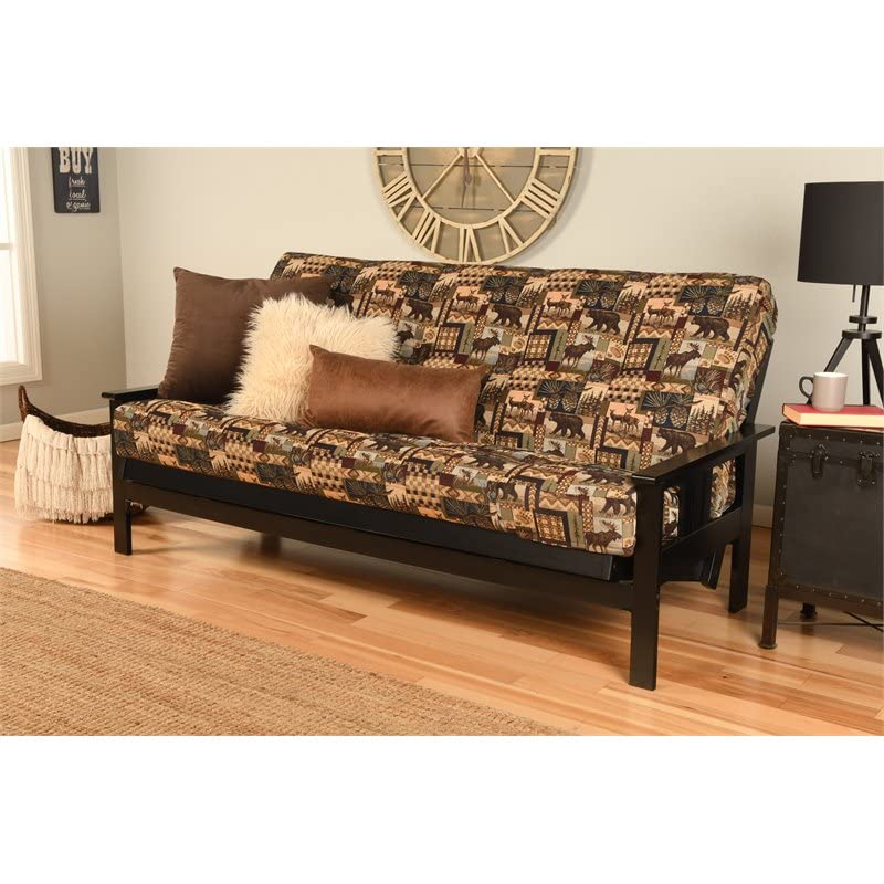 Kodiak Furniture Monterey Black Sofa with Multi-Color Fabric Mattress