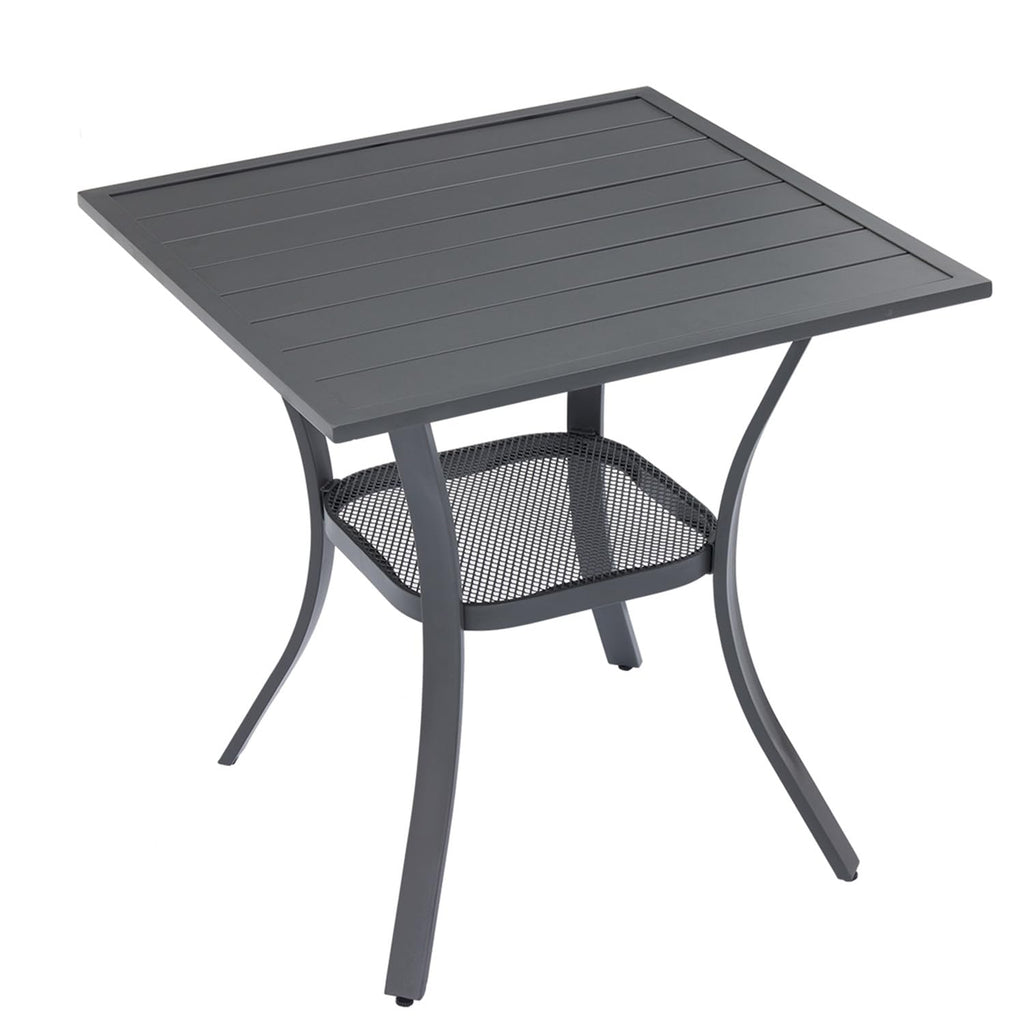 Vicllax Small Square Outdoor Patio Table, All Weather Metal Outdoor Dining Table For Lawn Garden, 27.5'X 27.5' Patio Bisto Table For Outside, Grey