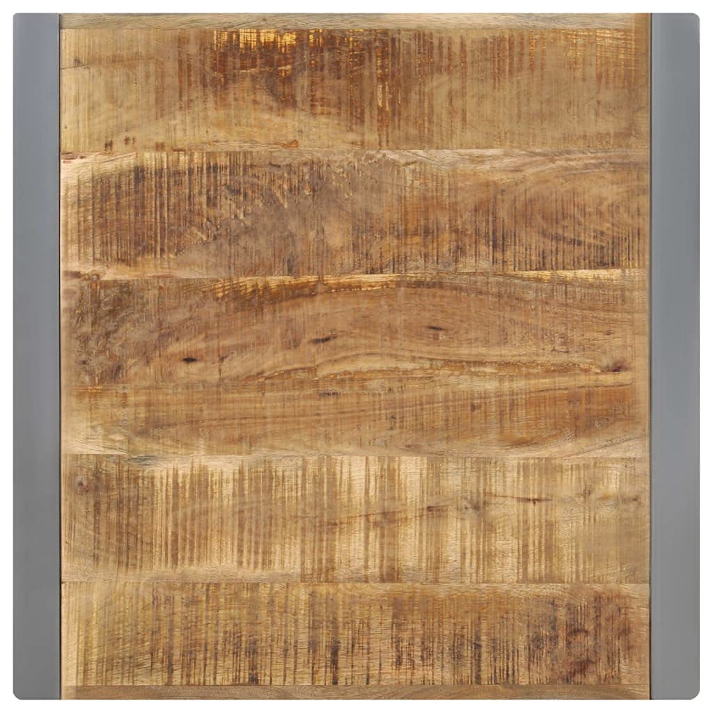 vidaXL Solid Rough Mango Wood Square Dining/Bistro Table with Steel Legs-Industrial Design-27.6&quot;x27.6&quot;x29.5&quot; for Kitchen/Dining Room