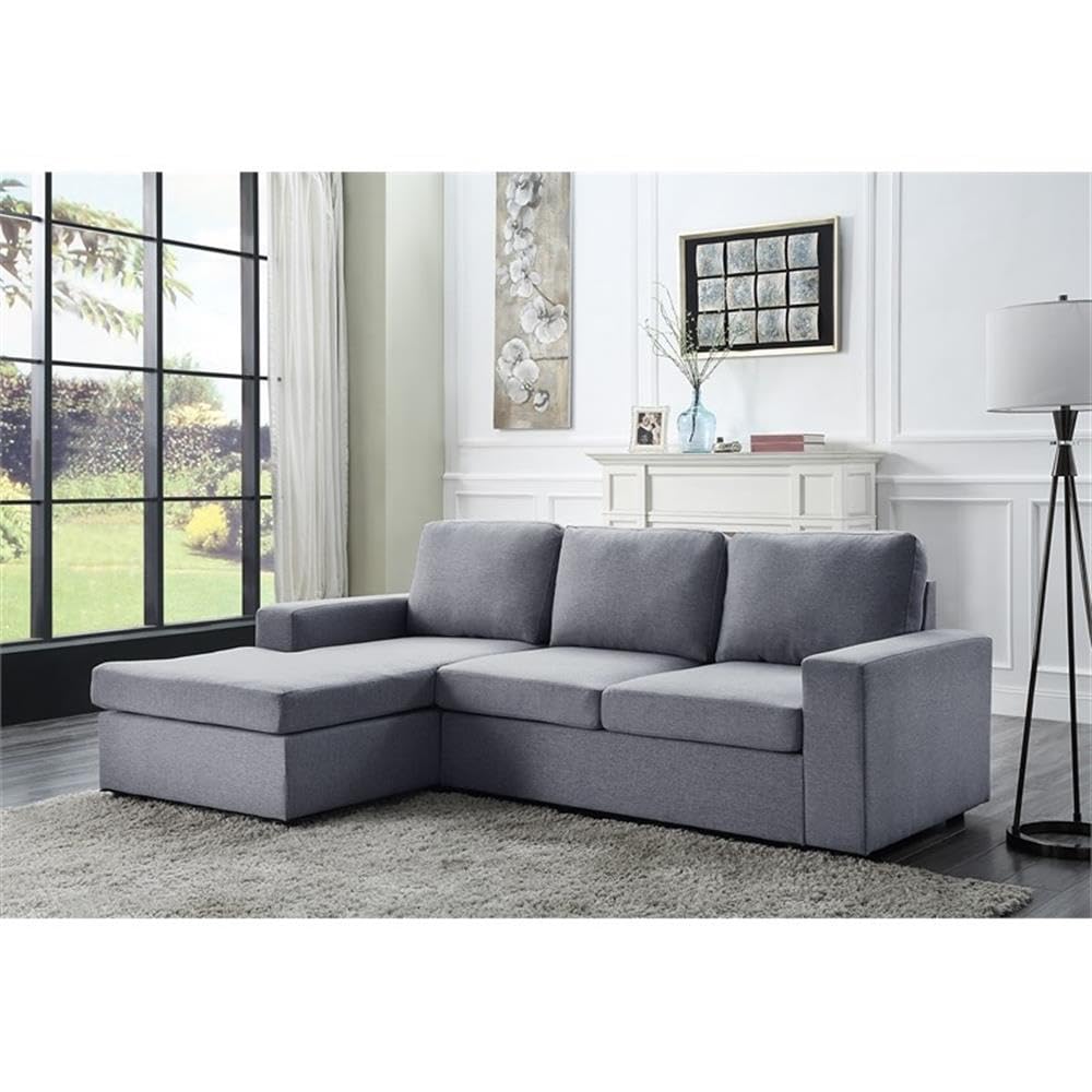 Lilola Home Newlyn Light Gray Linen Reversible Sectional Sofa Chaise