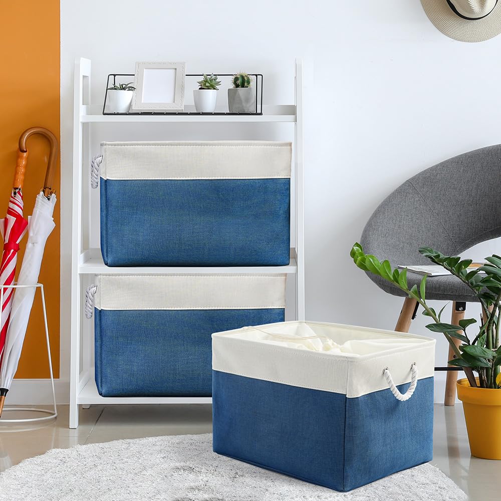 Thewarmhome Organization And Storage Basket For Shelves - Jumbo 3 Pack 20X16X14 Inch Collapsible Storage Bins For Organizing, Ca