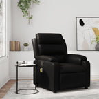 vidaXL Black Faux Leather Massage Recliner Chair - Manual Reclining Lounge Armchair with Vibration Massage, Side Pocket, and Sturdy Frame