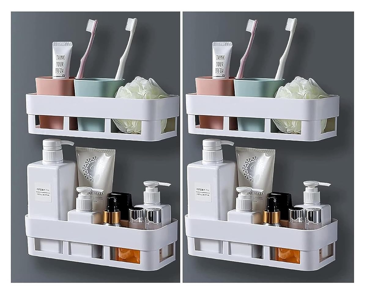 Drashti Villa Multipurpose Wall Mount Bathroom Shelf and Rack for Home and Kitchen. Adhesive Sticker Support Without Drilling (4