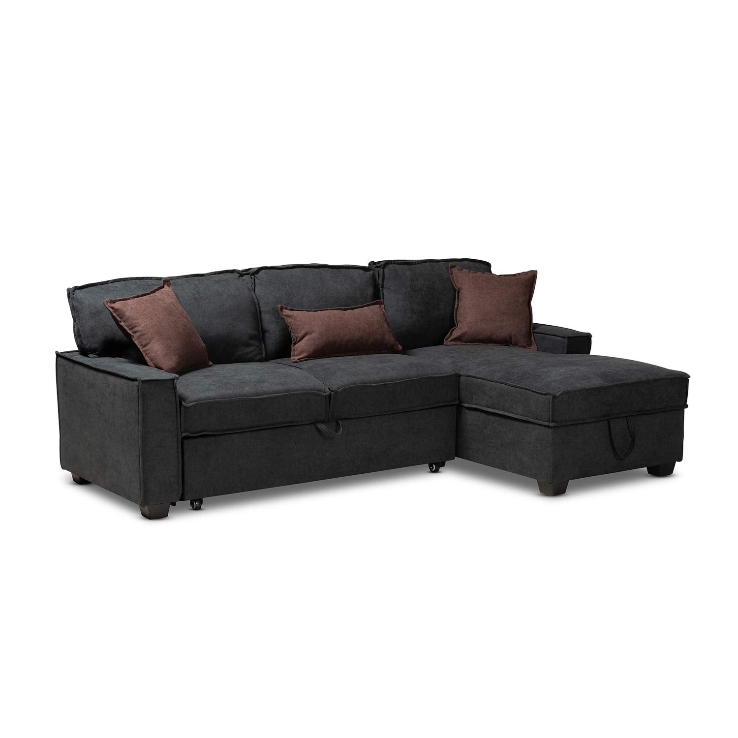 Baxton Studio Emile Storage Sectional Sofa with Pull-Out Bed - Thumbnail 4