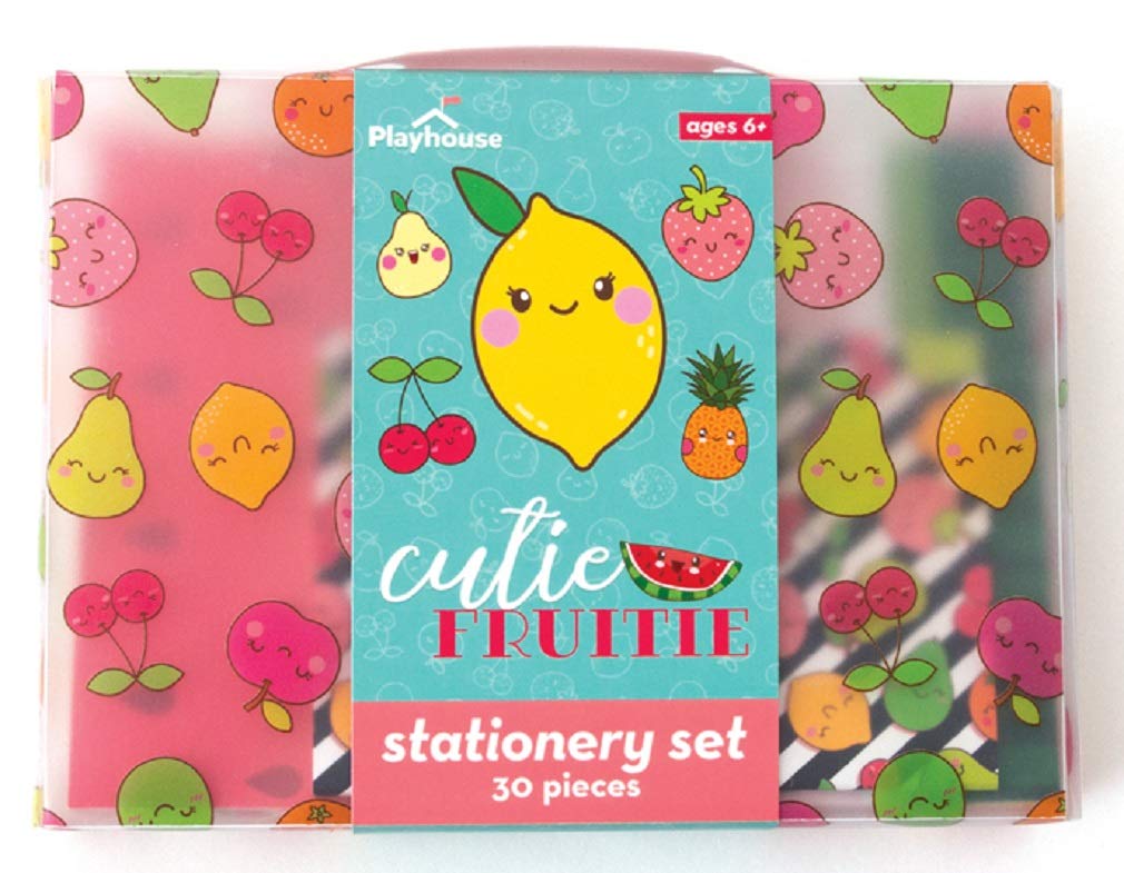 Playhouse 29-Piece Kawaii Cutie Fruitie Letters And Notes Stationery Tote Set For Kids