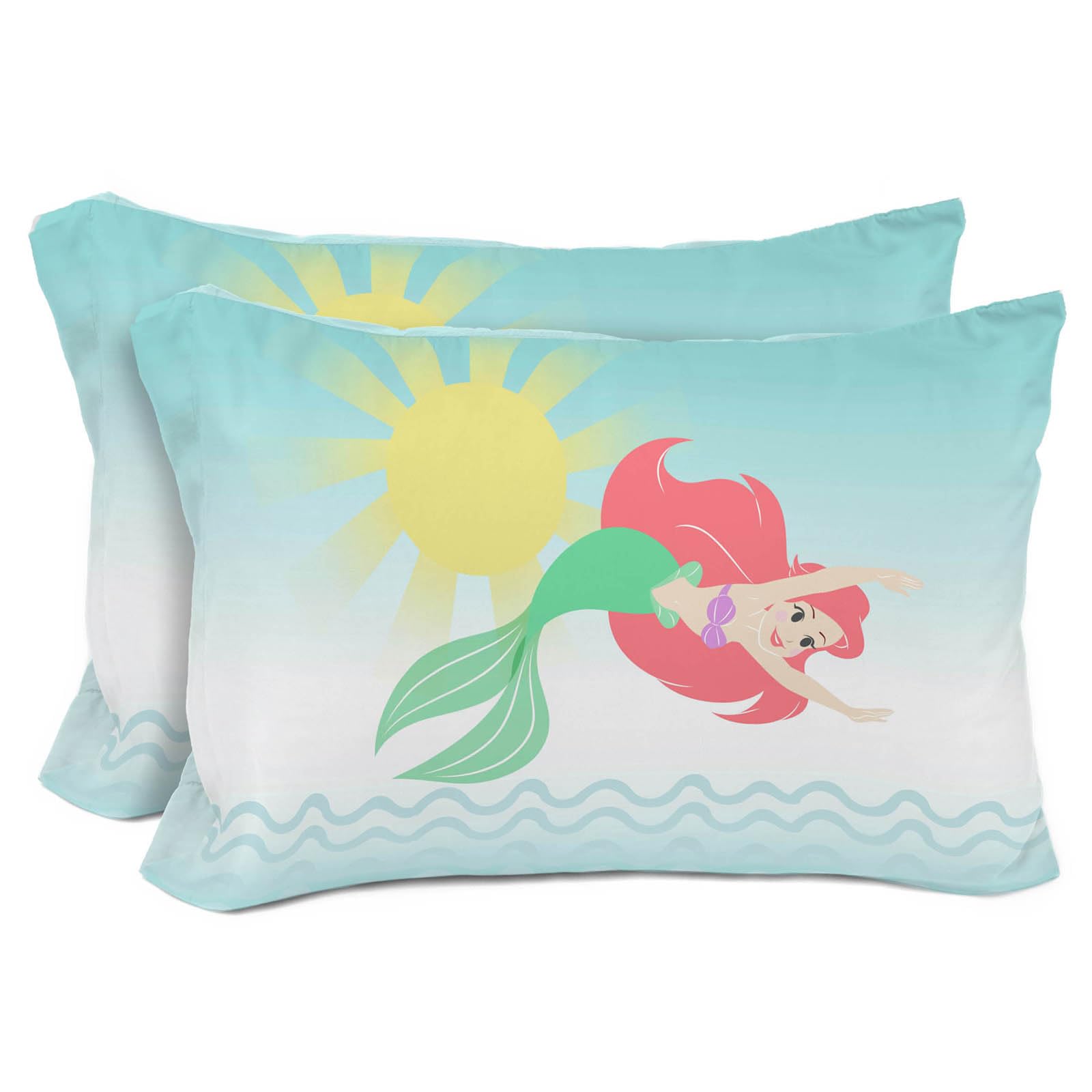 Sunny Side Up Disney The Little Mermaid 2 Pack Reversible Pillowcases - Double Sided Pillow Covers, Kids Super Soft Airel Beddin