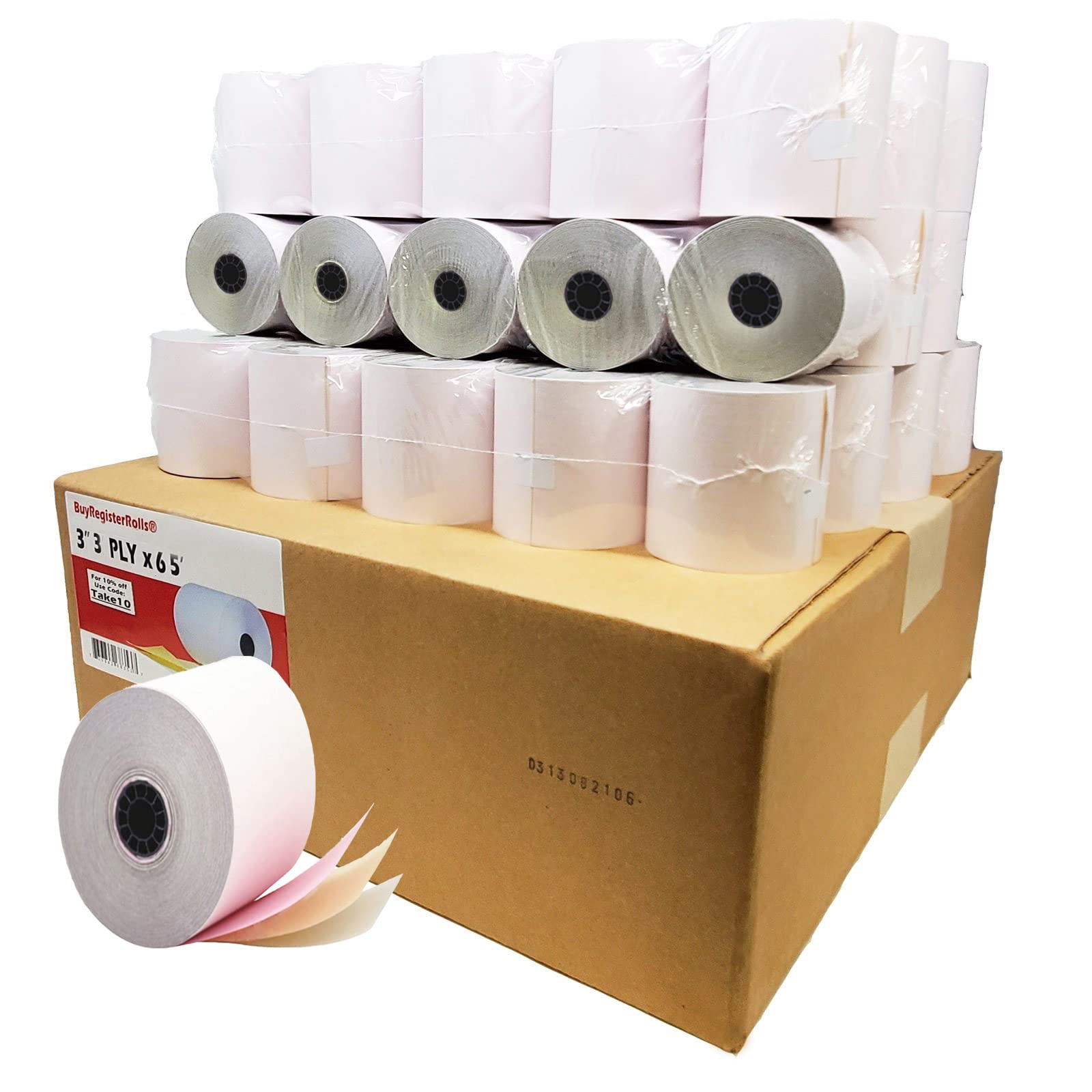Star Sp700 Kitchen Printer Paper (50 Rolls - 50 Gsm) 3-Ply 3' Inch 65' Feet White/Canary/Pink Carbonless Paper For Tmu 220 Buyr