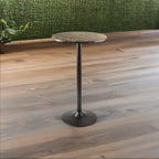 Ergode Wood Cora Pub Table | Stylish & Compact | Faux Marble Top | Black Base | Easy to Clean | Minimal Assembly | 23.6' Circumference | 39.76' H (76124-VV)