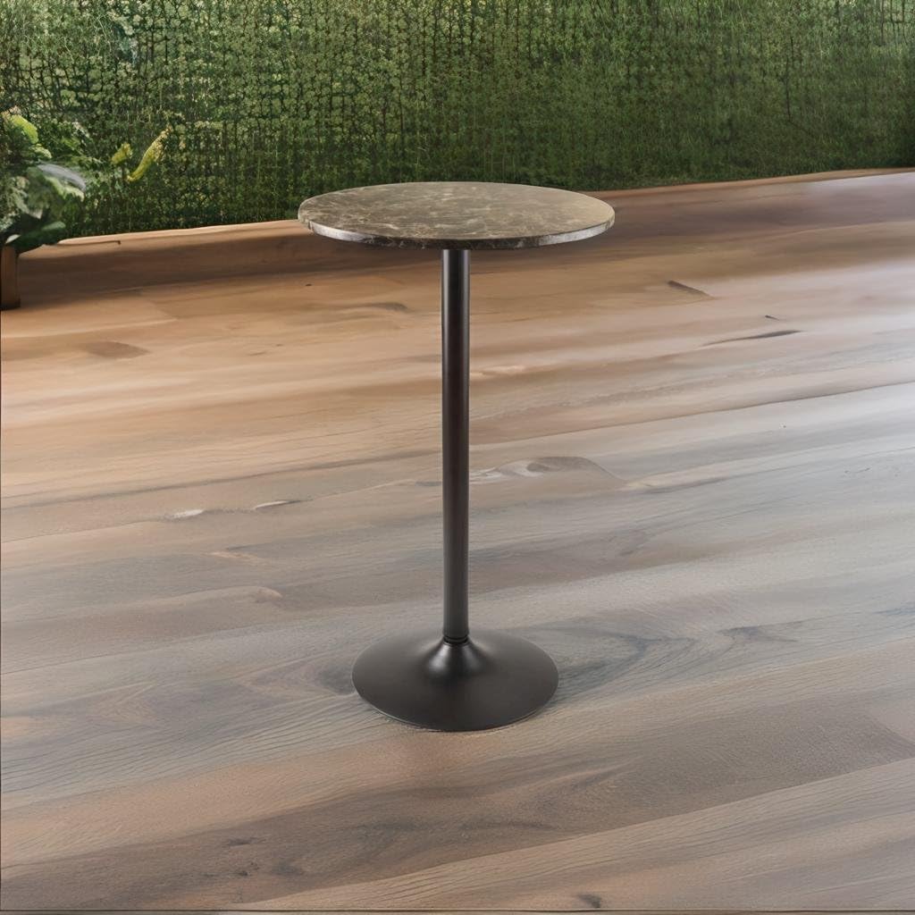 Ergode Wood Cora Pub Table | Stylish & Compact | Faux Marble Top | Black Base | Easy to Clean | Minimal Assembly | 23.6' Circumference | 39.76' H (76124-VV)