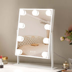 Leishe Vanity Mirror with Lights Hollywood Lighted Makeup Mirror with 9 Dimmable Bulbs & 3 Color Lighting Modes, Detachable 10X 