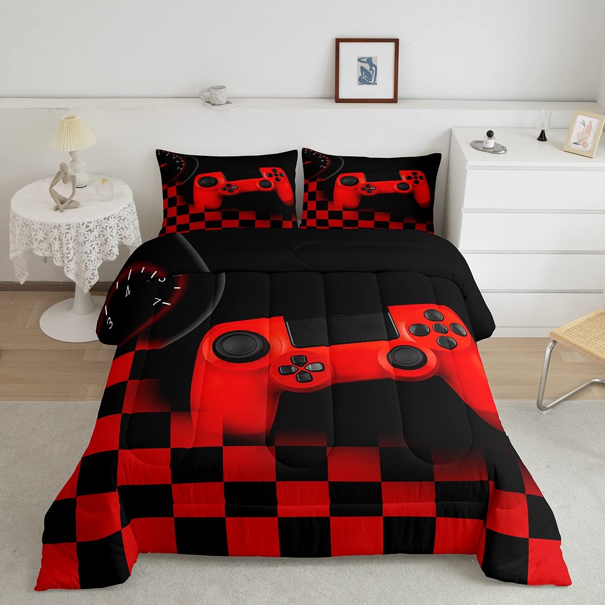 Erosebridal Gamer Bedding Sets For Boys Gaming Comforter Sets Twin Size For Kids Teen Boys Gamer Room Decor Video Game Gamepad B