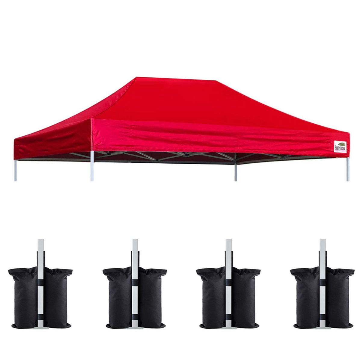 Eurmax Usa Pop Up Canopy Top Gazebo Tent Cover Replacement Top Only,Bonus 4Pc Pack Canopy Weight Bag (10X15, Red)