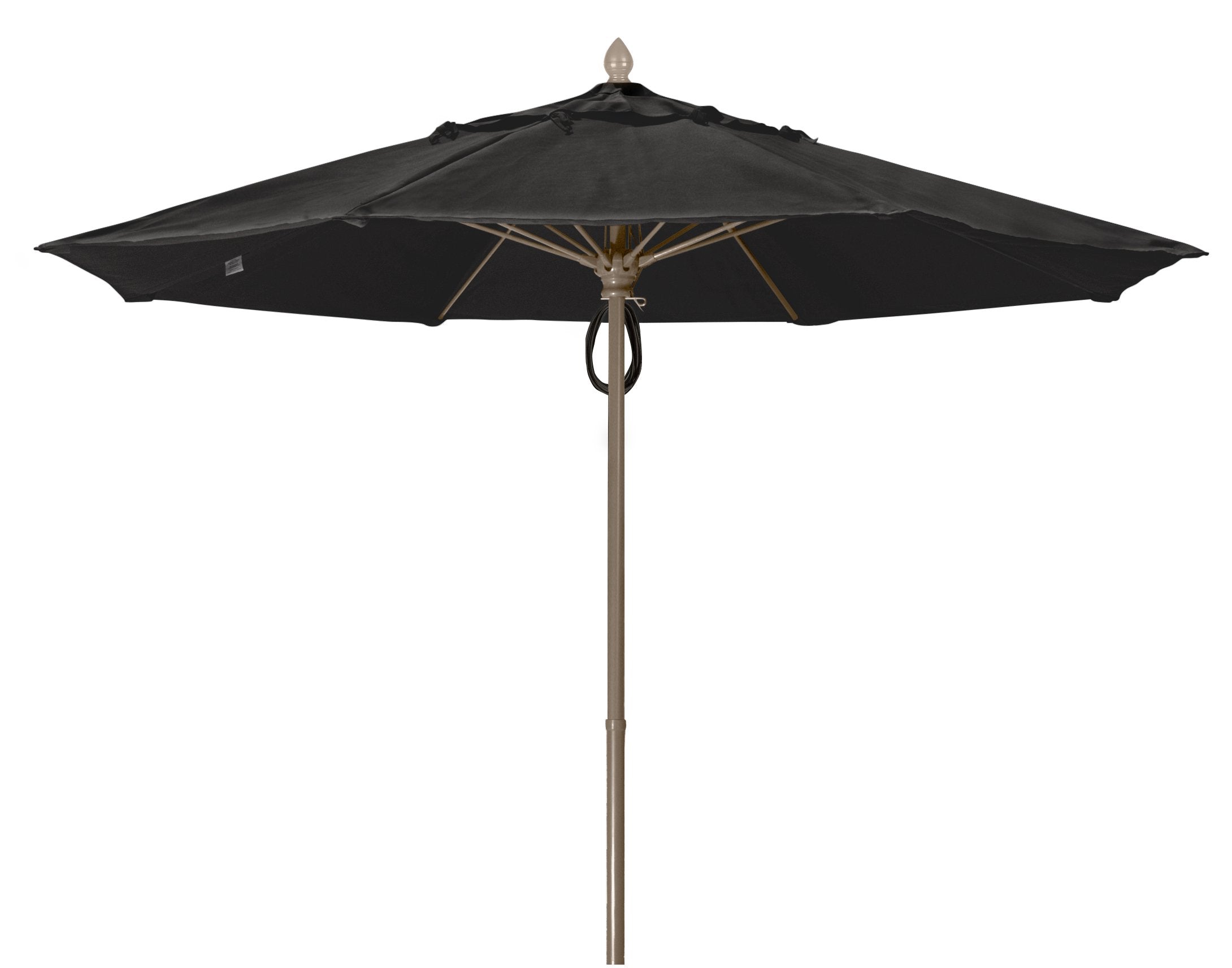 FiberBuilt Umbrellas 9MPPCB-8601 Market Umbrella, 9' Diameter Marine Grade Canopy, Black