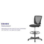 Flash Furniture Harper Ergonomic Mid-Back Mesh Drafting Chair with Black Fabric Seat and Adjustable Foot Ring