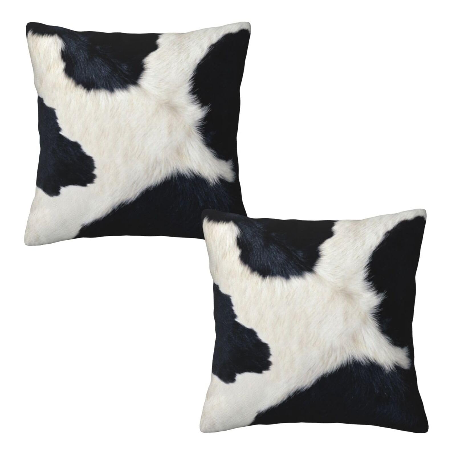 Black And White Western Cow Print Pillow Covers 18X18 Set Of 2, Faux Fur Cowhide Throw Pillow Covers Outdoor Decorative Pillow C