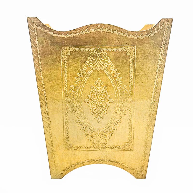Italian Florentine Waste bin, Gold, Made in Italy (Design 4)