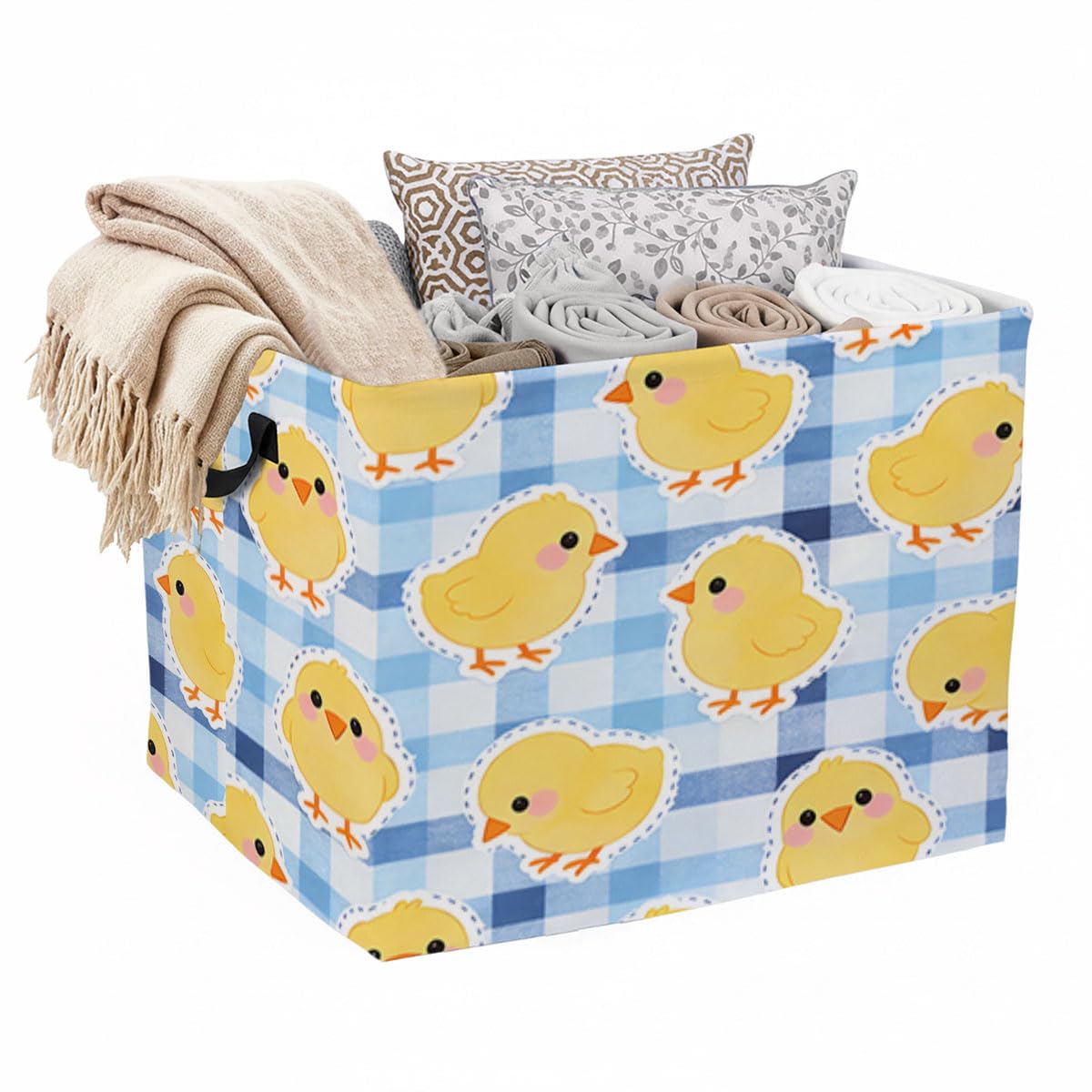 Cute Chicken Laundry Hamper 56L Large Laundry Basket with Handles, Foldable Clothes Hamper for Bedroom Bathroom, Decorative Toy 