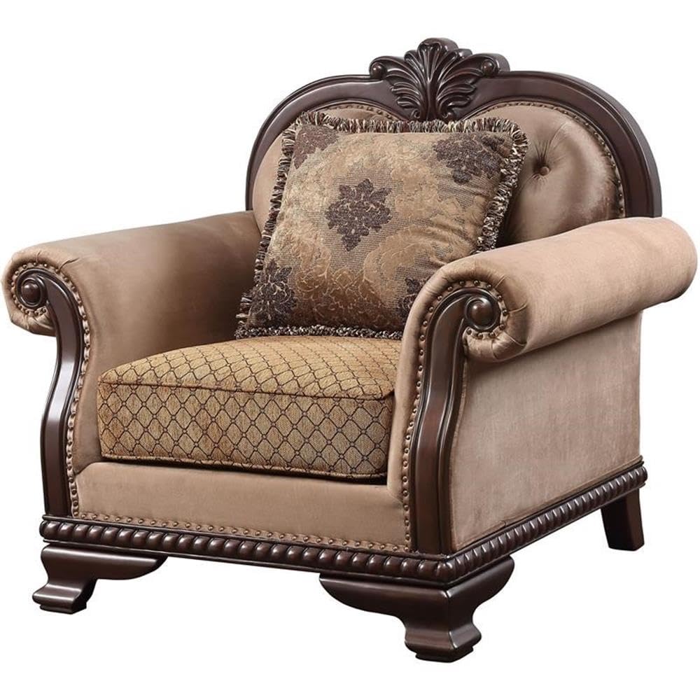 Acme Chateau De Ville Fabric Upholstery Chair with Pillow