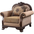 Acme Chateau De Ville Fabric Upholstery Chair with Pillow in Espresso