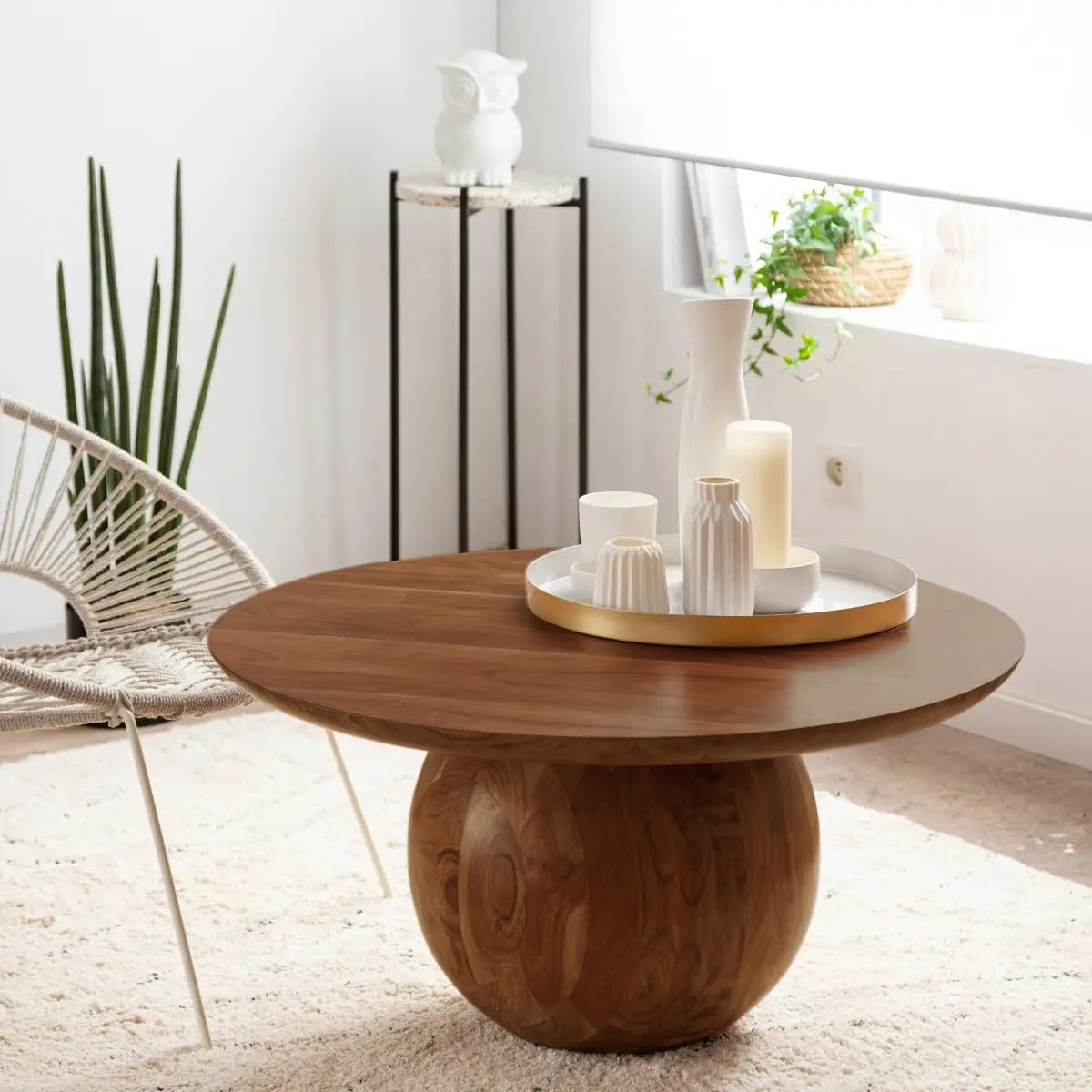 The Attic Pinto Coffee Table, Coffee Table For Living Room, Solid Wood Centre Table, Honey Matte Finish