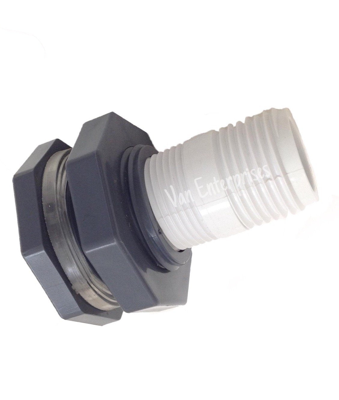 Van Enterprises 3/4' Bulkhead Fitting With Garden Hose Adapter Kit For Rain Barrels, Aquariums, Water Tanks, Tubs, Ponds