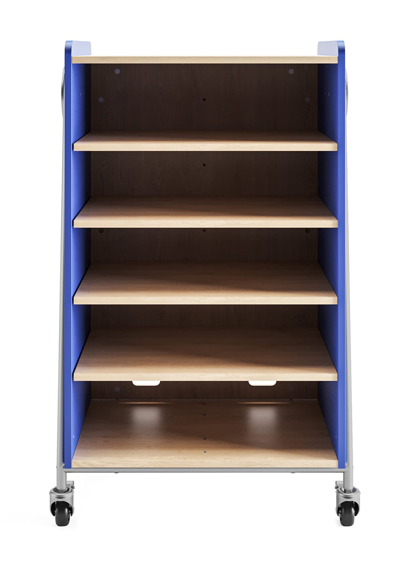 Safco Products 3923SBU Whiffle Typical 3, Double Column 4-Shelf Rolling Storage Cart with Magnetic Dry-Erase Back, 48&quot; H, Tall, Spectrum Blue