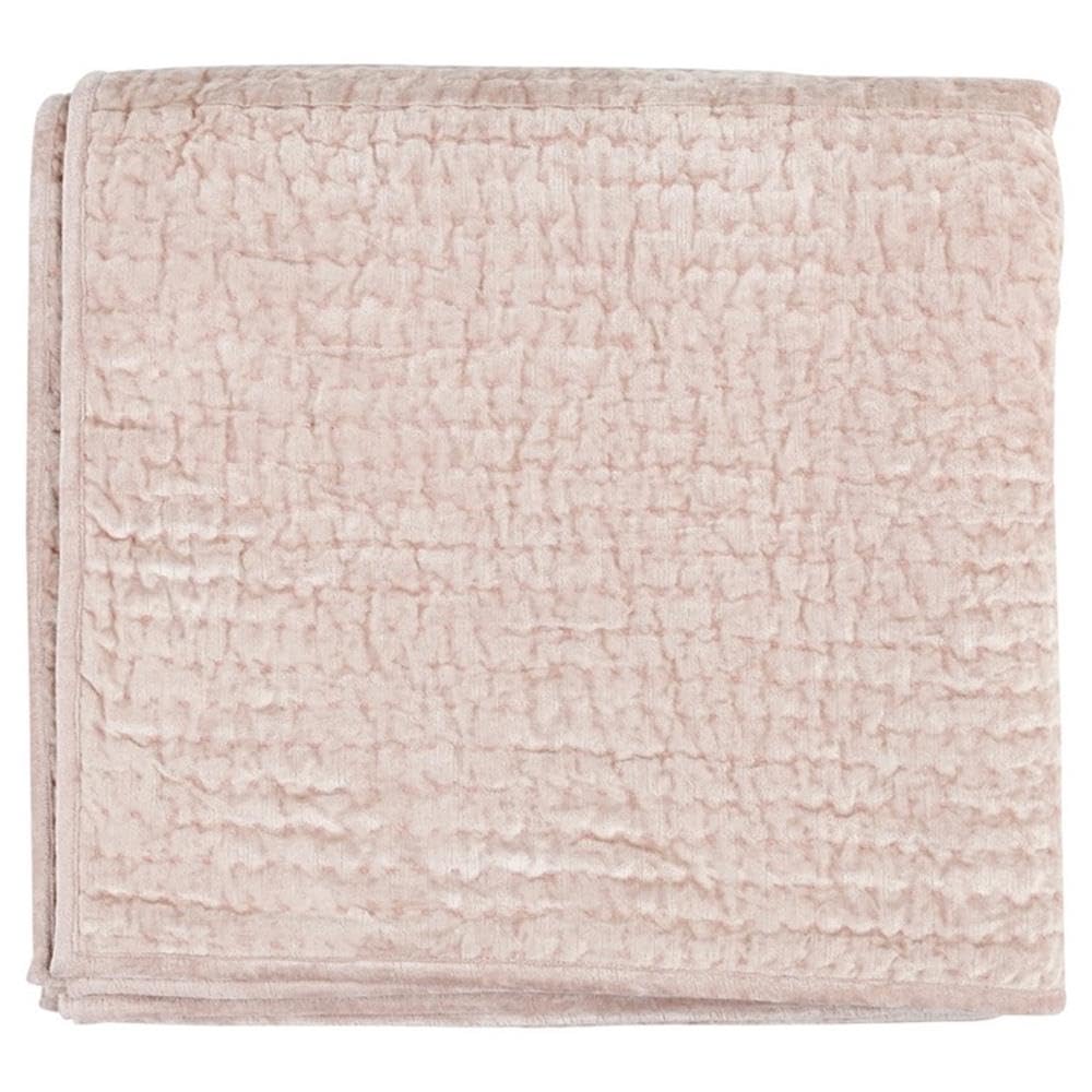 Kosas Home Dimitry 92" Velvet and Solid Cotton Sateen Queen Quilt in Bliss Pink