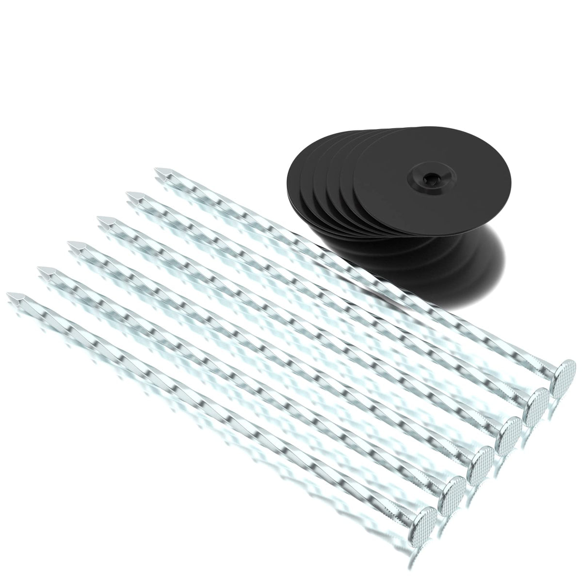 Eisensp 200 Pack Landscape Stakes With Gasket Caps - 6.3 Inch Heavy-Duty Galvanized Steel Garden Landscape Fabric Pins Are Used