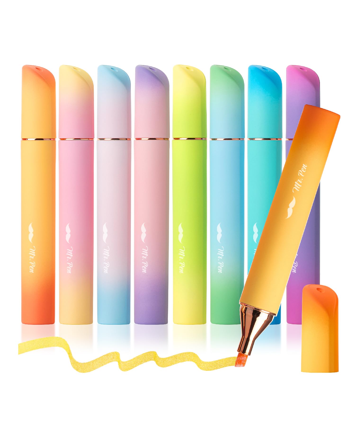 Mr. Pen- Aesthetic Highlighters, 8Pack, Chisel Tip, Energetic Colors, Gradient Barrel, Cute Highlighters Assorted Colors
