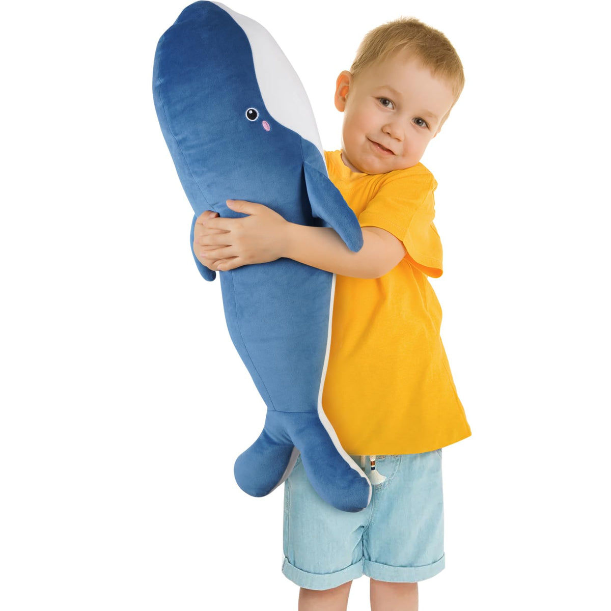 Chdgioha Blue Whale Plush Toy, Large Stuffed Animal, 31.4In Super Soft Body Pillow, Whale Stuffed Animal For Girls & Boys