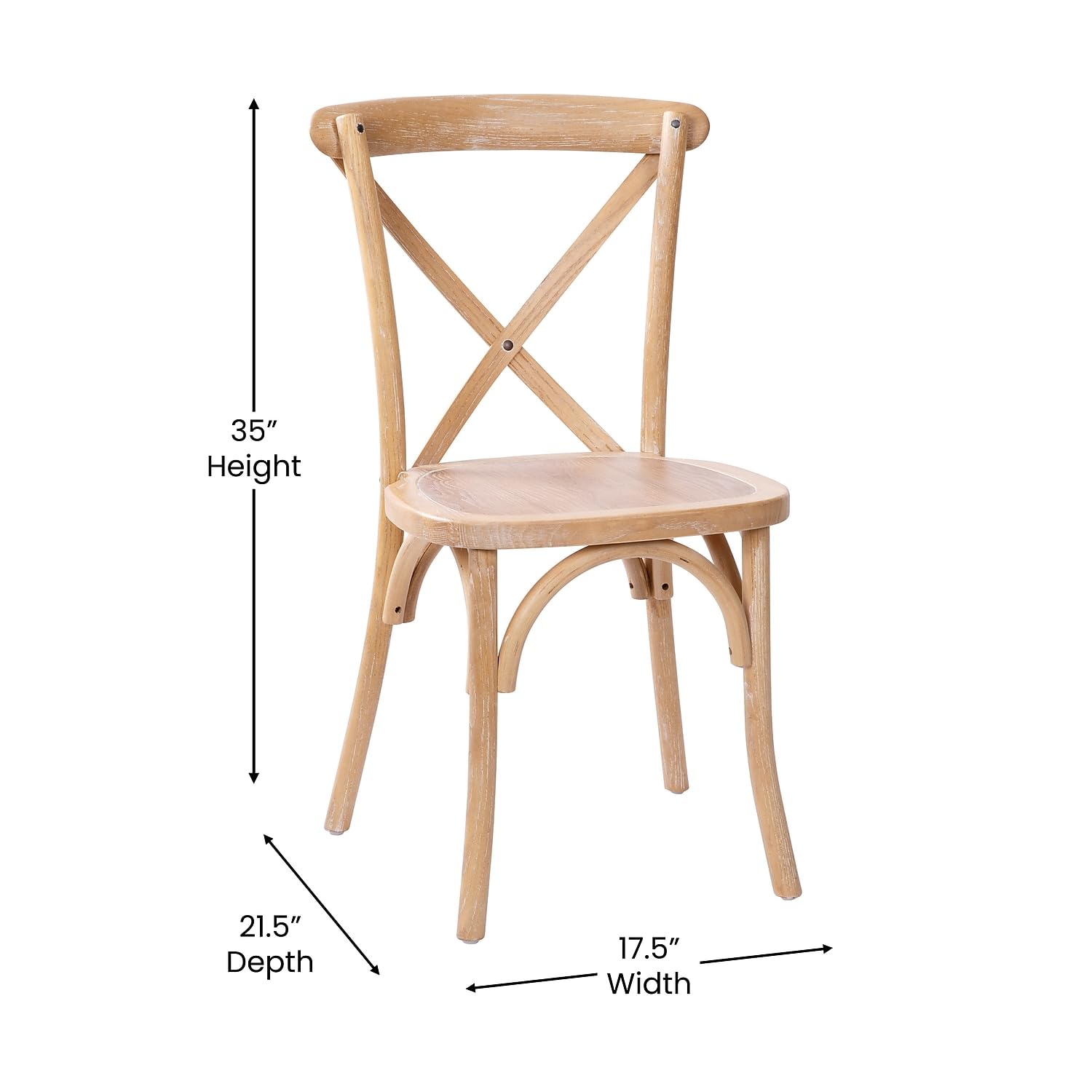 Flash Furniture Advantage Driftwood Stackable X-Back Chair With Solid Elm Wood Construction