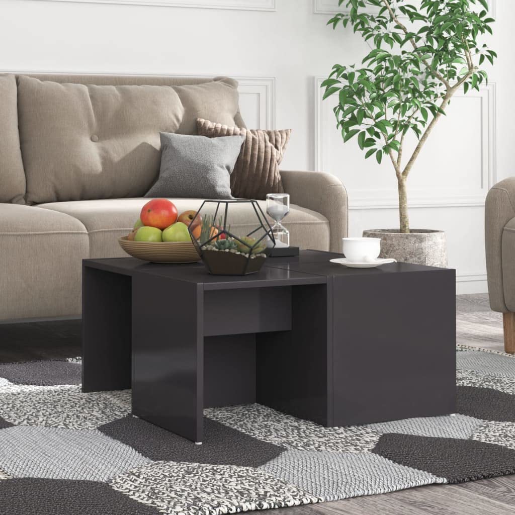 vidaXL Coffee Tables 4 pcs High Gloss Gray 13"x13"x13" Engineered Wood