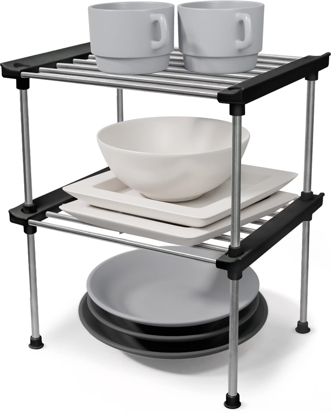 Carrotez Cabinet Organizer Shelf, Set of 2 Stackable Kitchen Counter Shelves, Cabinet organizers and Storage, Pantry Storage She