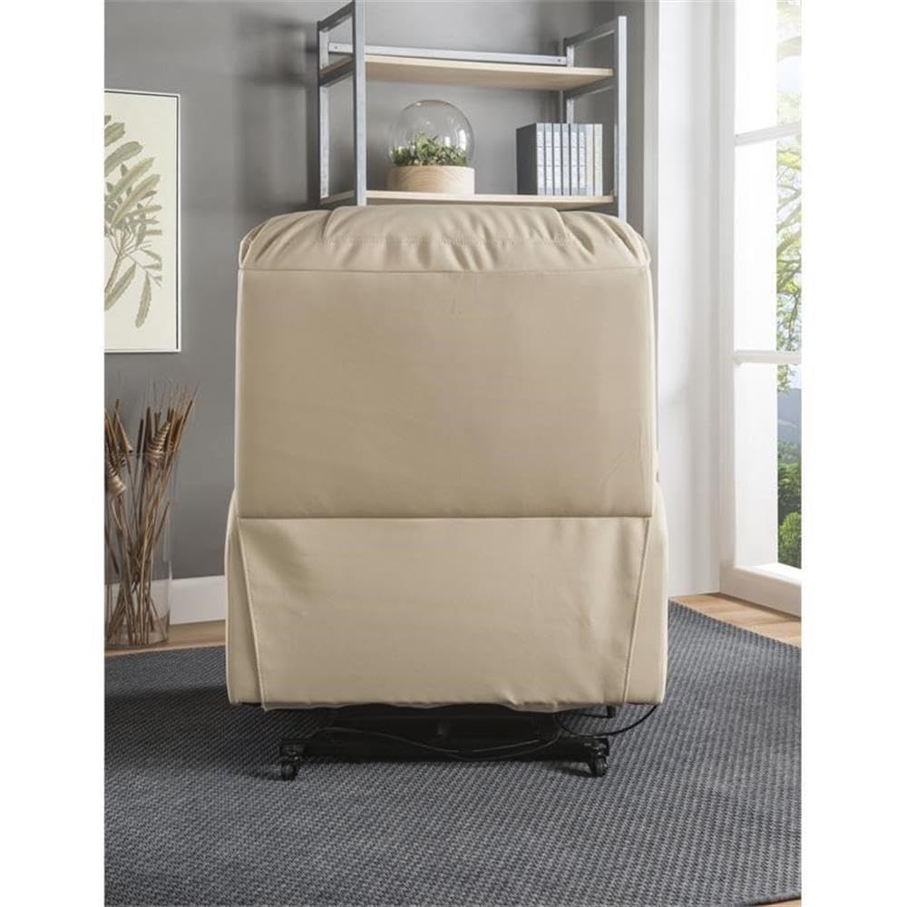 Acme Ixora Faux Leather Upholstered Recliner with Power Lift in Beige