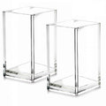 2 Pack Clear Acrylic Pencil Pen Holder Cup,Desk Accessories Holder,Makeup Brush Storage Organizer,Modern Design Desktop Statione