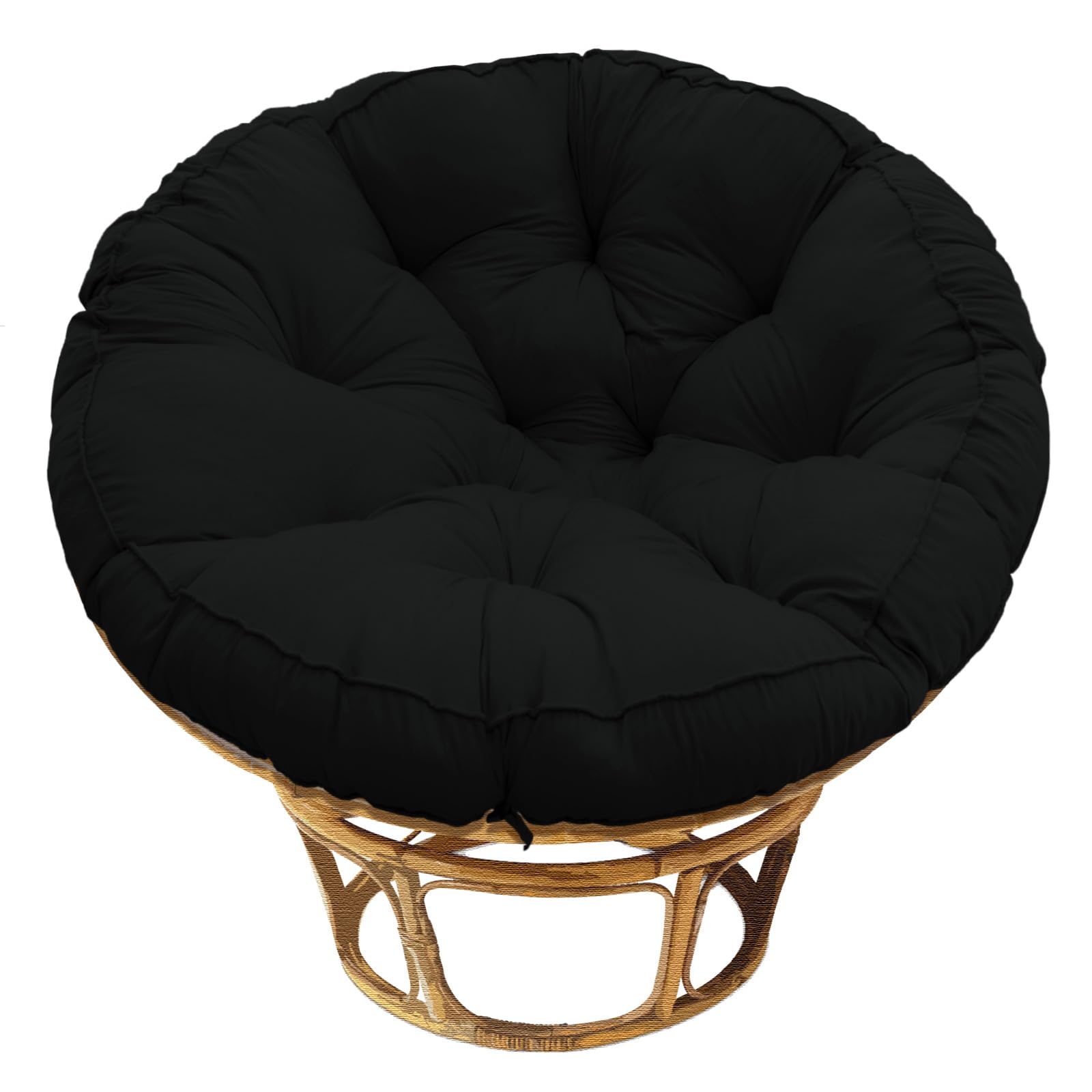 Bextile Papasan Chair Cushion, Papasan Cushion Only, 52 Inch Papasan Cushion, Thickened Overstuffed Round Cushion (Black, 52In)