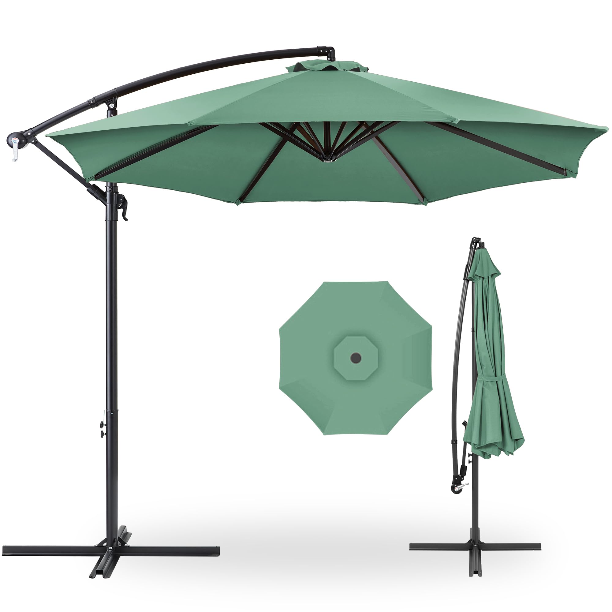 Best Choice Products 10ft Offset Cantilever Hanging Market Patio Umbrella, 8 Sturdy Ribs, Easy Adjustment - Seaglass
