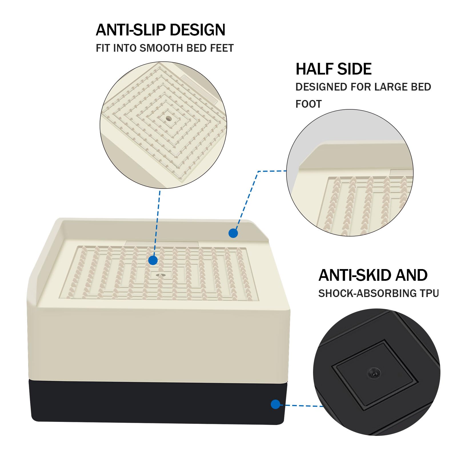 Annkut Bed Lifts Risers 1.5 Inch, Square Adjustable Risers Blocks For Bed Sofa Table And Couch Lifting,Heavy Duty Support Up To