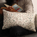 Esq Living Sweetpea Rectangular Embroidered Cotton Cushion Cover 50X30Cm | 100% Cotton Material With Zipper Closure| Bedroom Sof