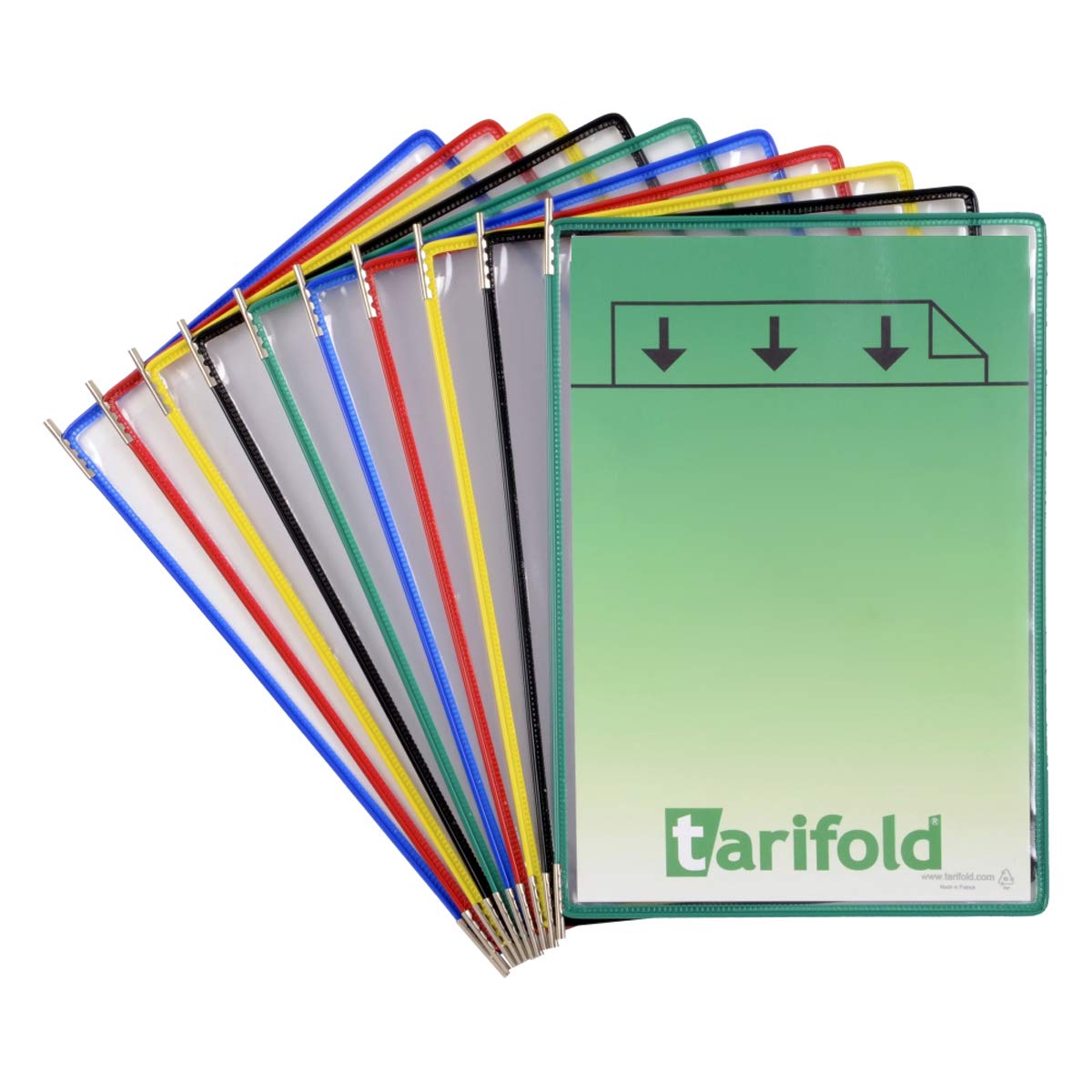 Tarifold Pivoting Pockets for Wall or Desk Systems, Letter-Size, Assorted Colors, 10/Pack (P090)