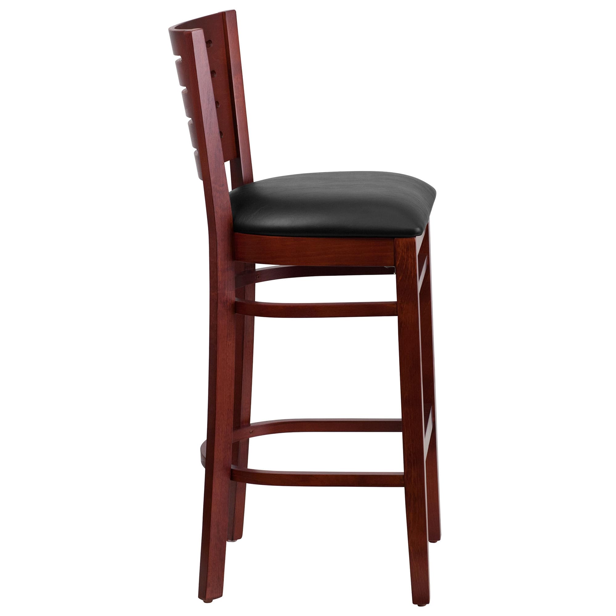 Flash Furniture Darby Series Slat Back Walnut Wood Restaurant Barstool - Burgundy Vinyl Seat