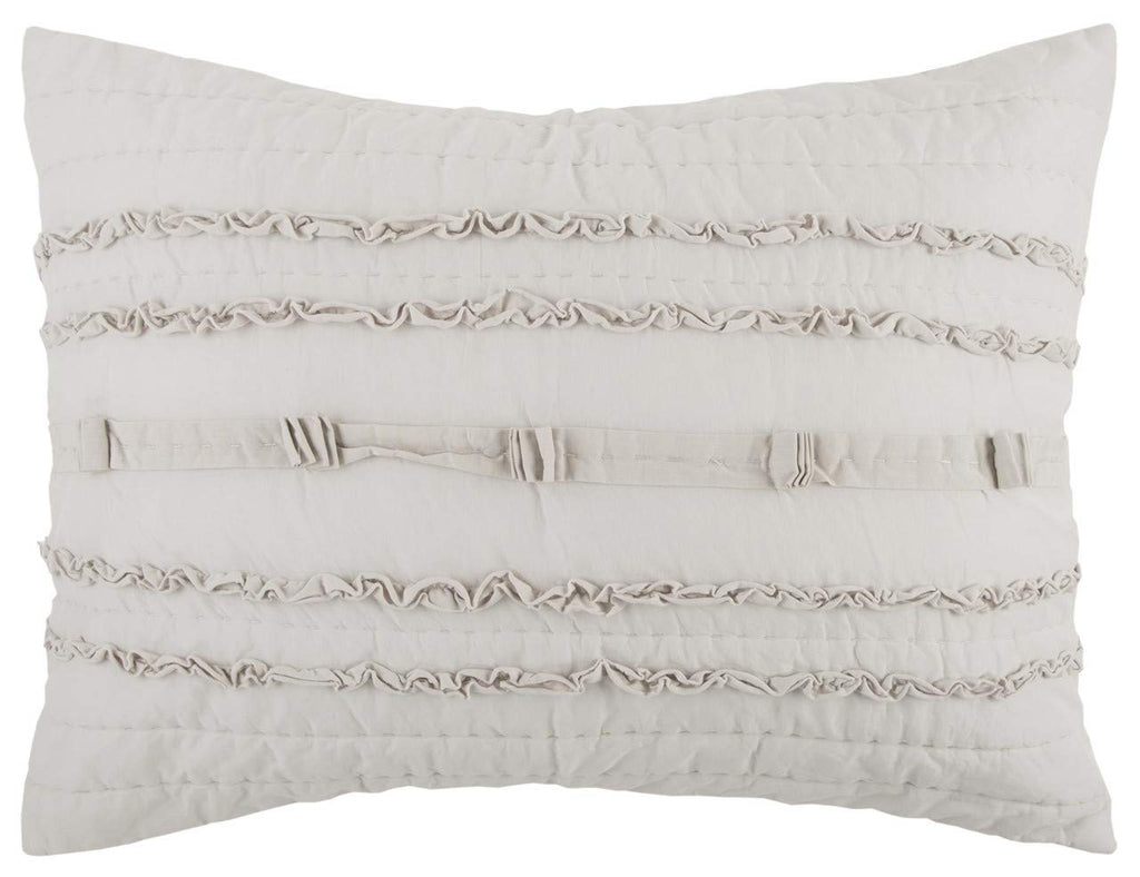 Rizzy Home | BQ4581 | Polyester Quilt | 106"x92" Brown/Neutral/Gray Stripe