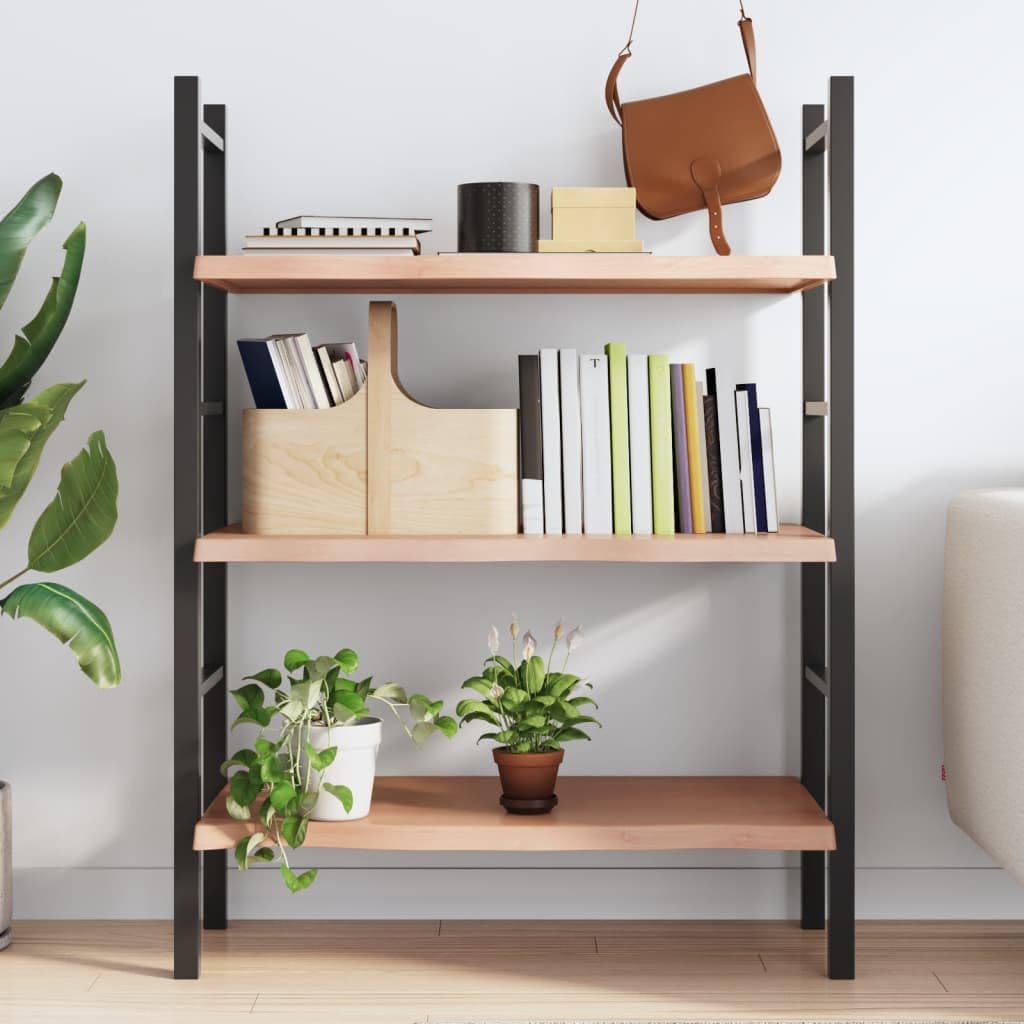 vidaXL Wall Shelf - Light Brown - Made of Treated Solid Oak Wood - Versatile Use with Live Edge Design - Varnished for Immediate Use - Maximum Load Capacity 84.7 lb