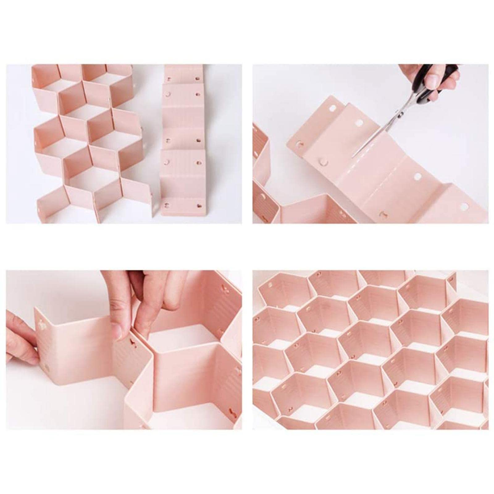 Losa Honeycomb Closet Cabinet Sock Underwear Drawer Divider Organizer Pink