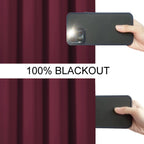 Lemomo 100% Blackout Curtains 52 X 72 Inch/Burgundy Red Curtains 2 Panels With Black Lining Room Darkening Thermal Insulated Bed